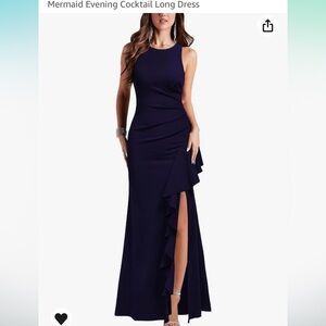 Navy Bodycon Scoop Neck Sleeveless Mermaid Long Dress
